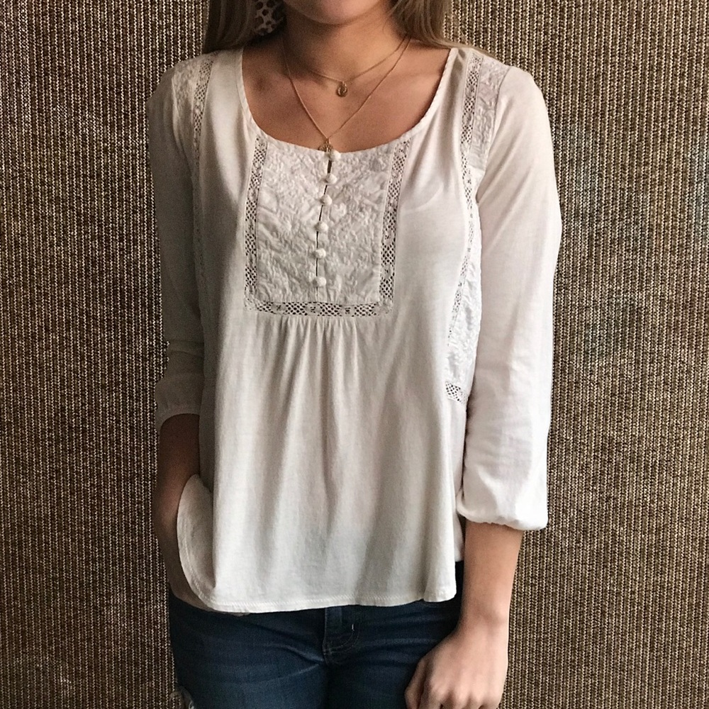 American eagle white crochet top